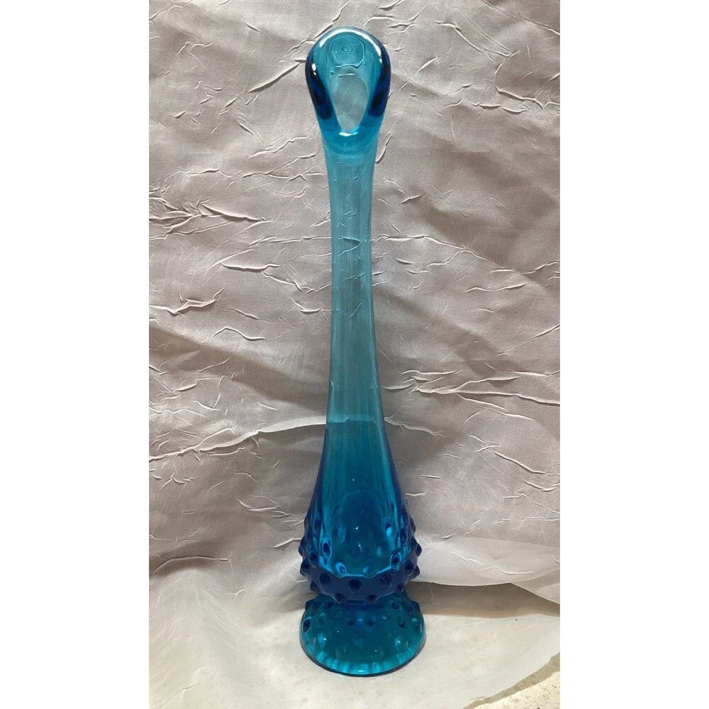Fenton Cobalt Blue Vintage Bud Vase Hobnail Pedestal Base 10.75